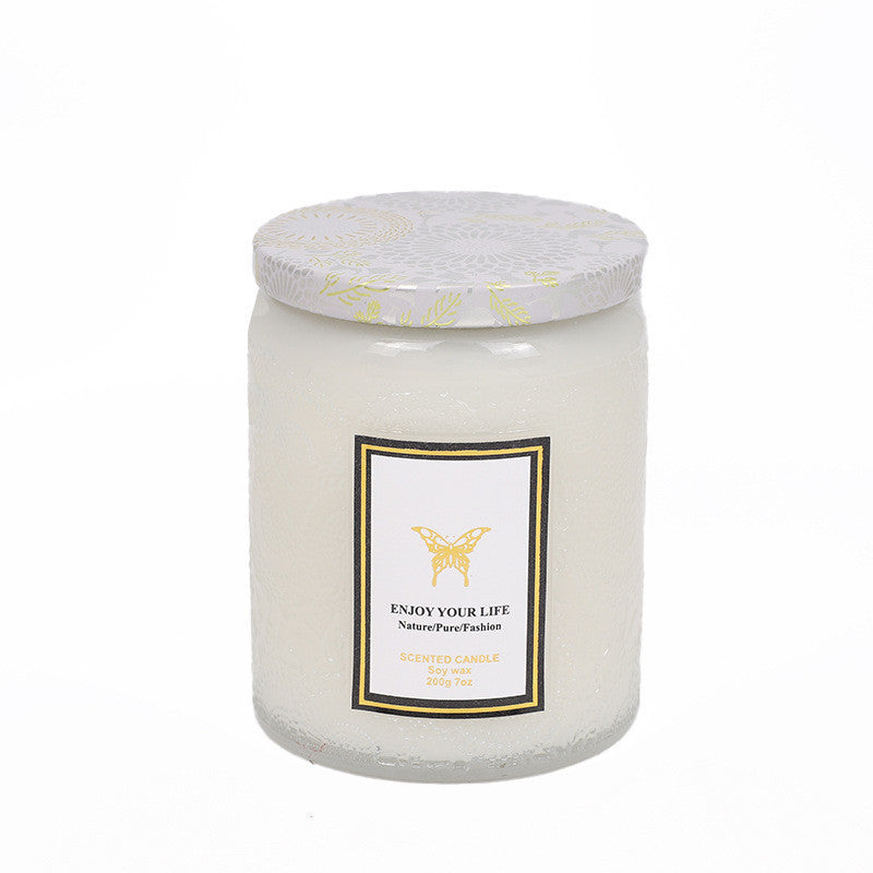 Embossed Glass Handmade Aromatherapy Soy Candle – Gift Set