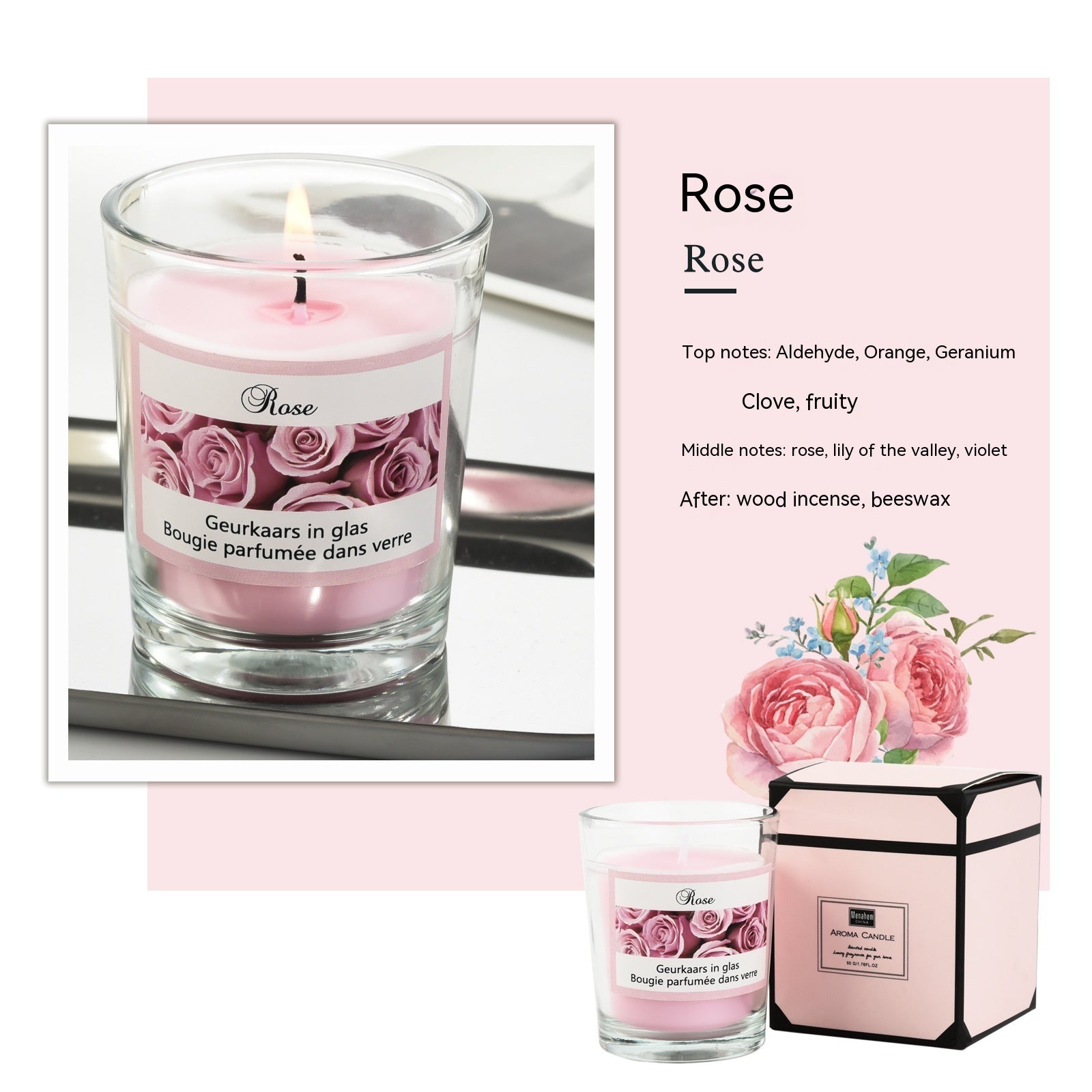Plant-Based Aromatherapy Glass Candle – Romantic Fragrance