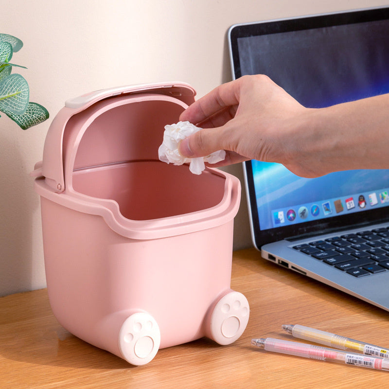Creative Flip-Top Desktop Trash Can & Organizer