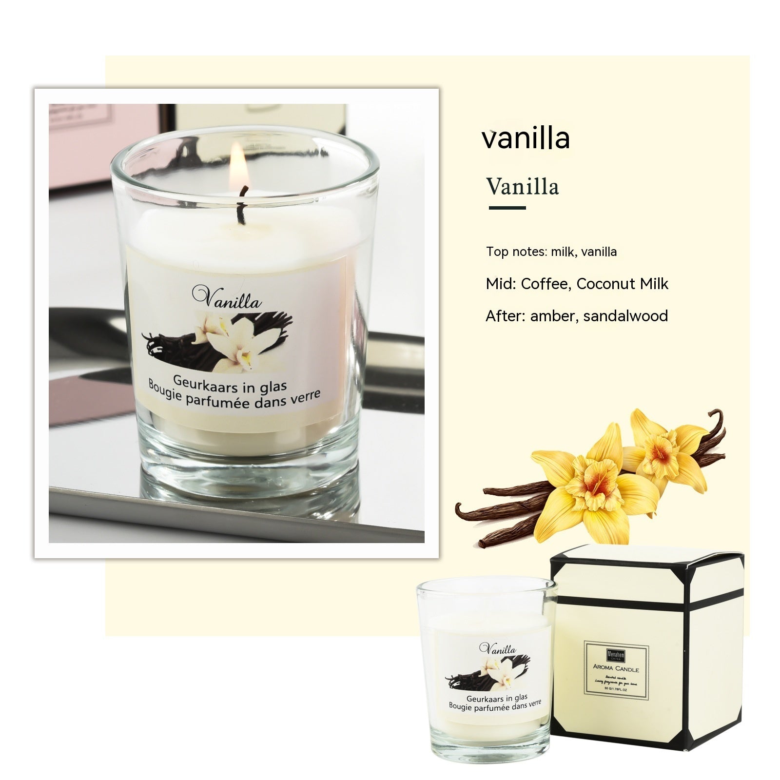 Plant-Based Aromatherapy Glass Candle – Romantic Fragrance